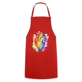 Herz in Regenbogen-Aquarell - Kochschürze - Rot - Vorne - AI Model Male 185 dark (185cm)