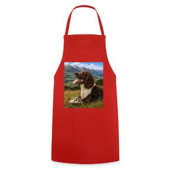 Berglandschaft Hundportrait - Kochschürze - Rot - Vorne - AI Model Male 185 dark (185cm)