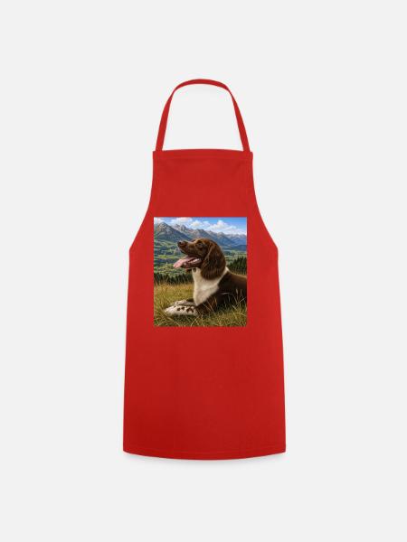 Berglandschaft Hundportrait - Kochschürze - Rot