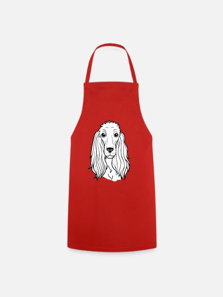Greyhound (Portrait comique / Noir & Blanc) - Tablier de cuisine - rouge