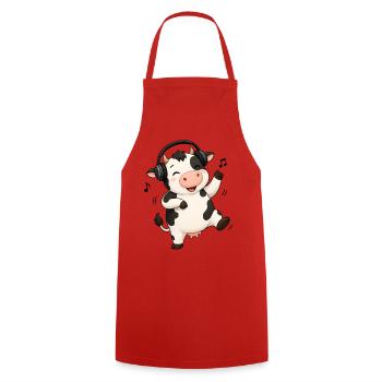 Cow dancing to music farmer farm - Cooking Apron - red - Front - AI Model Male 185 dark (185cm)