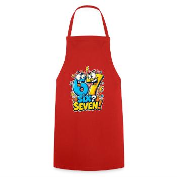 Six Seven 6 7 Meme Youth Word - Cooking Apron - red - Front - AI Model Male 185 dark (185cm)