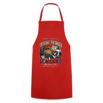 Couch Potato Running Club - Cooking Apron - red - Front - AI Model Male 185 dark (185cm)