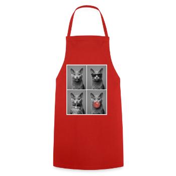 Katzen Russisch Blau Katze - Kochschürze - Rot - Vorne - AI Model Male 185 dark (185cm)