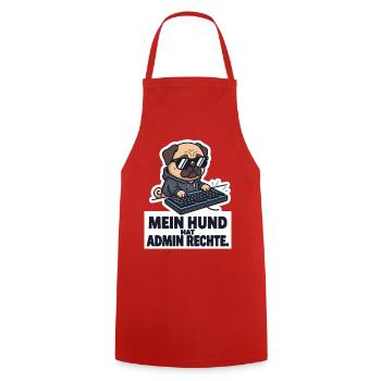 Admin Rechte Hund IT Mops Sysadmin T-Shirt - Kochschürze - Rot - Vorne - AI Model Male 185 dark (185cm)