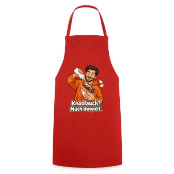 Döner mit Knoblauch - Kochschürze - Rot - Vorne - AI Model Male 185 dark (185cm)