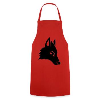Wolf's Head Manga (schwarz) - Kochschürze - Rot - Vorne - AI Model Male 185 dark (185cm)