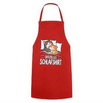 Schlafshirt Katze - Kochschürze - Rot - Vorne - AI Model Male 185 dark (185cm)