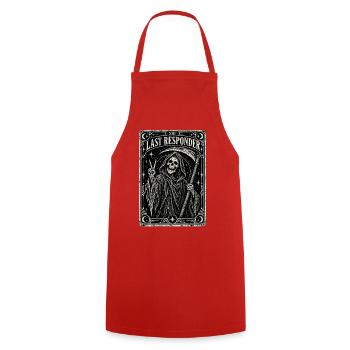 Grim Reaper Last Responder Tarot Card Okult Skelet - Kochschürze - Rot - Vorne - AI Model Male 185 dark (185cm)