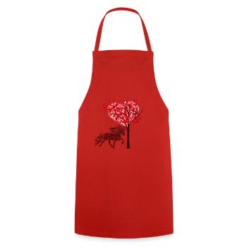 Tölter 3 Herzbaum - Kochschürze - Rot - Vorne - AI Model Male 185 dark (185cm)