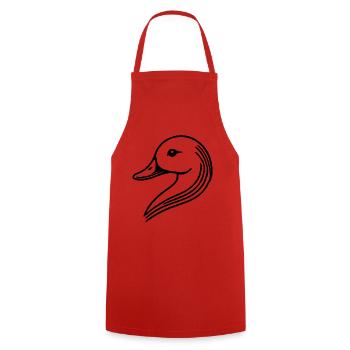 Tête de silhouette de cygne de canard minimaliste - Tablier de cuisine - rouge - Devant - AI Model Male 185 dark (185cm)