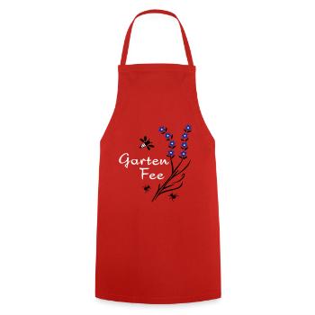 Garden Fairy, Flowers, Insects - Cooking Apron - red - Front - AI Model Male 185 dark (185cm)