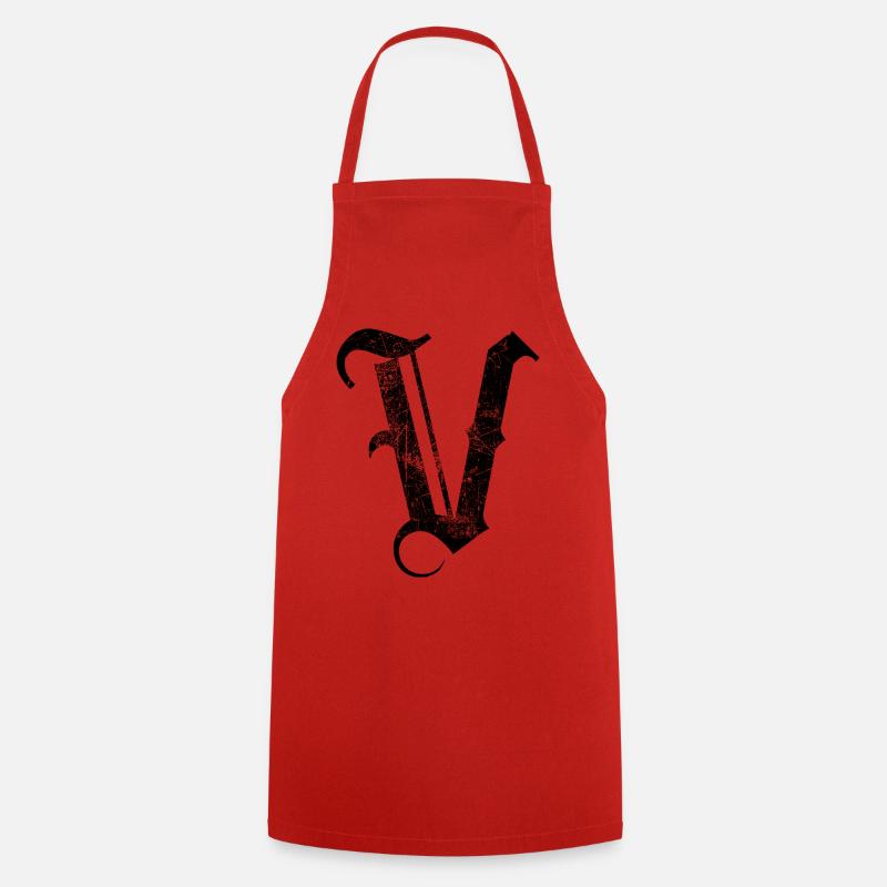 Tshirt alphabet initial V - Cooking Apron - red