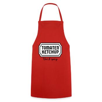 Ketchup Kostüm Tomatenketchup Etikett Karneval - Kochschürze - Rot - Vorne - AI Model Male 185 dark (185cm)