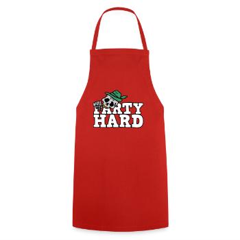 Geburtstag mit Alkohol und Bier - Party Hard - Kochschürze - Rot - Vorne - AI Model Male 185 dark (185cm)