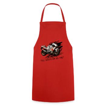 Super Sporttourer Sport Motorrad - Kochschürze - Rot - Vorne - AI Model Male 185 dark (185cm)