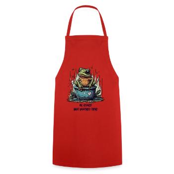 The Really Interested Frog in the Pond - Cooking Apron - red - Front - AI Model Male 185 dark (185cm)