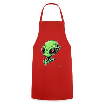 Super Chic Alien - Tablier de cuisine - rouge - Devant - AI Model Male 185 dark (185cm)