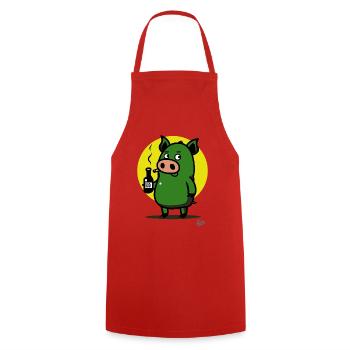 Boire et fumer Grunt : le méchant Piggy Boy - Tablier de cuisine - rouge - Devant - AI Model Male 185 dark (185cm)