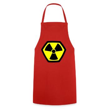 Nuclear Atom Icon Superhero Radioactive Symbol - Cooking Apron - red - Front - AI Model Male 185 dark (185cm)