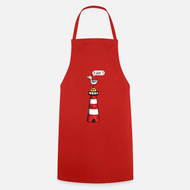 Is Watt Möwe - Nordsee - Leuchtturm - Geschenk - Kochschürze - Rot