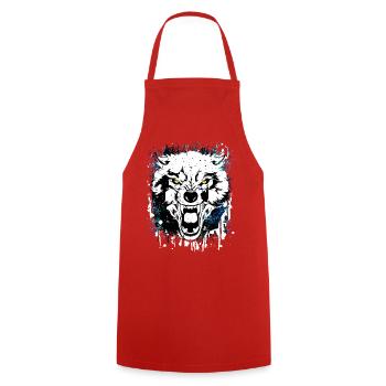 Loup - Loup - Loup-garou - Meute de loup - Pleine Lune - Tablier de cuisine - rouge - Devant - AI Model Male 185 dark (185cm)