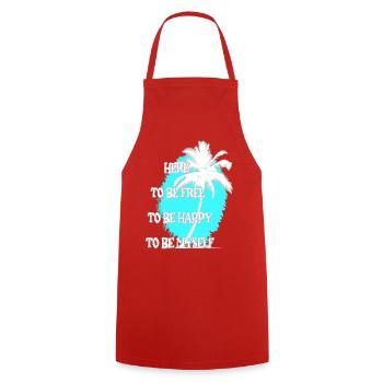 Here to be free & happy - Palme - Cooking Apron - red - Front - AI Model Male 185 dark (185cm)