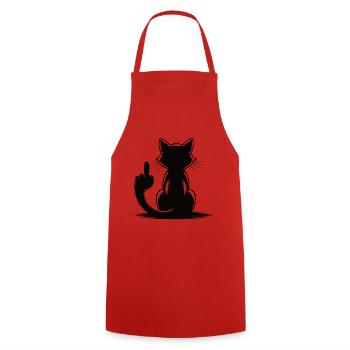 Katze Mittelfinger lustige Winkekatze - Kochschürze - Rot - Vorne - AI Model Male 185 dark (185cm)