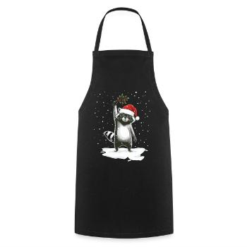 Christmas Racoon Waschbär Weinachtsmann - Kochschürze - Schwarz - Vorne - AI Model Male 185 dark (185cm)