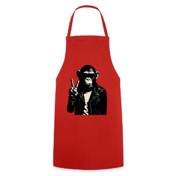 Chimp Rebel Peace Sign Leather - Cooking Apron - red - Front - AI Model Male 185 dark (185cm)