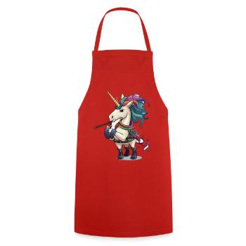 Bunter Einhorn Dudelsack - Kochschürze - Rot - Vorne - AI Model Male 185 dark (185cm)
