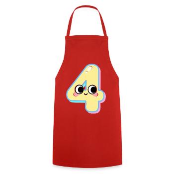 Quatre Kawaii Souriants - Tablier de cuisine - rouge - Devant - AI Model Male 185 dark (185cm)