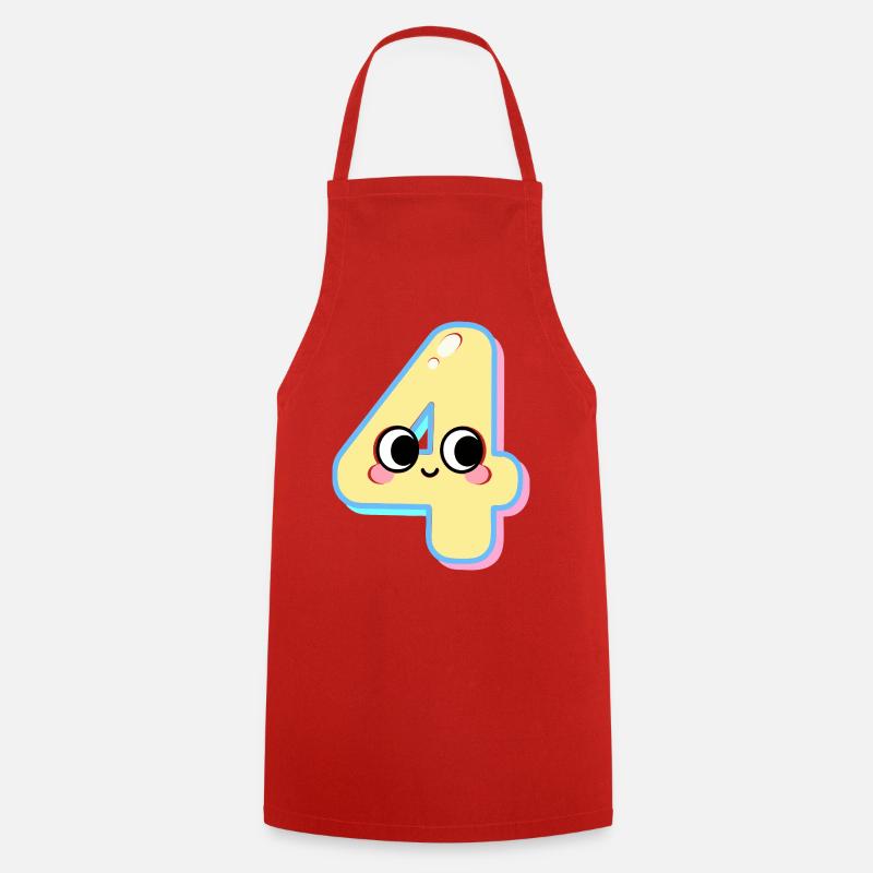 Four Kawaii Smiling - Cooking Apron - red