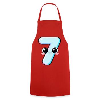 Nummer 7 Kawaii-Kuchen - Kochschürze - Rot - Vorne - AI Model Male 185 dark (185cm)