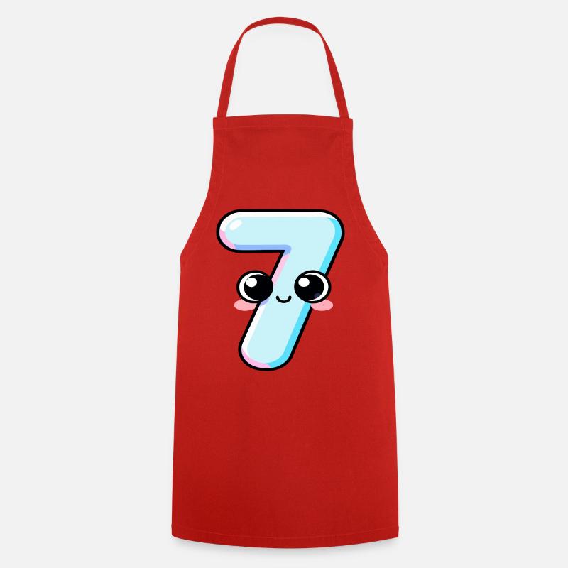 Gâteau Kawaii Numéro 7 - Tablier de cuisine - rouge