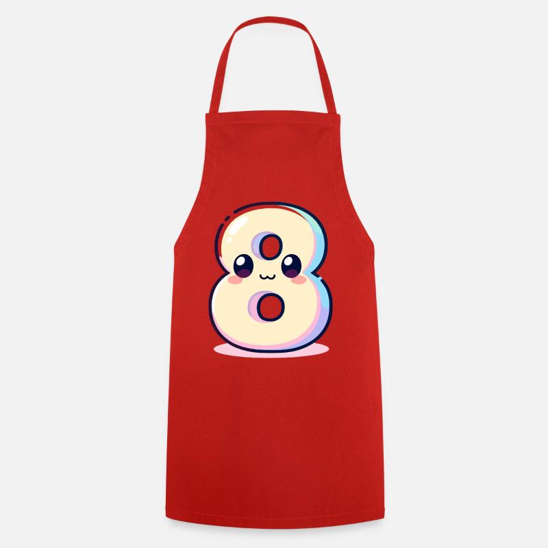 Number 8 Kawaii Rainbow - Cooking Apron - red