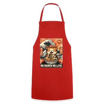 Ramen Noodle Japanese Anime Manga Kawaii - Cooking Apron - red - Front - AI Model Male 185 dark (185cm)