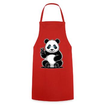 Dessin animé Panda Peace Sign - Tablier de cuisine - rouge - Devant - AI Model Male 185 dark (185cm)
