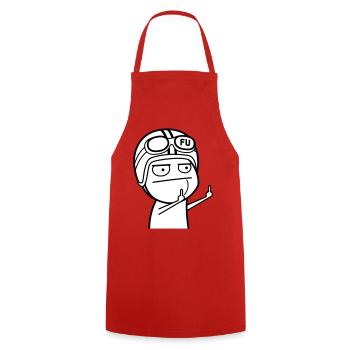 Mème avec casque de cyclomoteur (les couleurs peuvent être modifiées) - Tablier de cuisine - rouge - Devant - AI Model Male 185 dark (185cm)