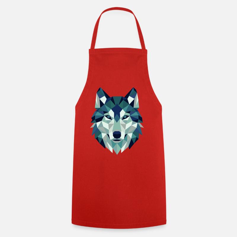 Wolf Head Polygon Geometry - Cooking Apron - red