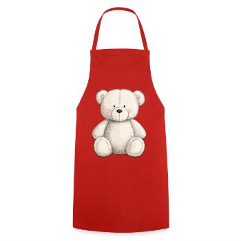 Cute teddy bear full of tenderness - Cooking Apron - red - Front - AI Model Male 185 dark (185cm)