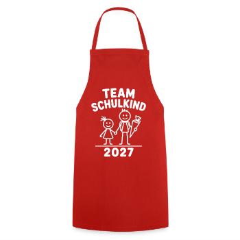 Team Schulkind 2027 – Geschwister Einschulung - Kochschürze - Rot - Vorne - AI Model Male 185 dark (185cm)