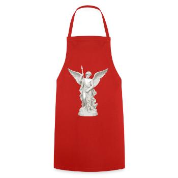 Geflügelter Engel mit Speer-Illustration - Kochschürze - Rot - Vorne - AI Model Male 185 dark (185cm)