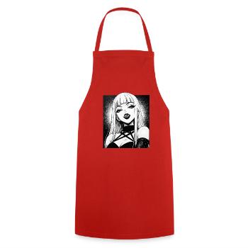 Gothic Diva Contour - Cooking Apron - red - Front - AI Model Male 185 dark (185cm)