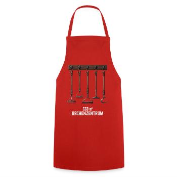 Leiter der Rechenzentrums - Kochschürze - Rot - Vorne - AI Model Male 185 dark (185cm)
