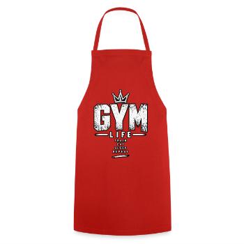 Gym Life Repeat - Kochschürze - Rot - Vorne - AI Model Male 185 dark (185cm)