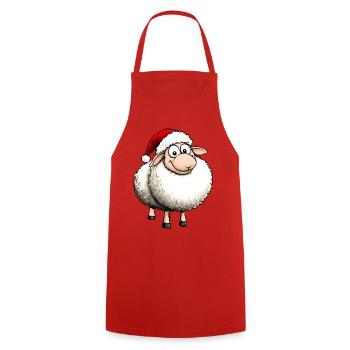 Schafe Weihnachten / Santa Schaf - Kochschürze - Rot - Vorne - AI Model Male 185 dark (185cm)