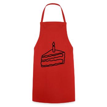 Kuchen, Geburtstag - Kochschürze - Rot - Vorne - AI Model Male 185 dark (185cm)