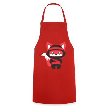 Renard ninja inimaliste - Tablier de cuisine - rouge - Devant - AI Model Male 185 dark (185cm)