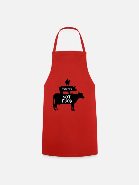Vegan - Animals are Friends - Cooking Apron - red